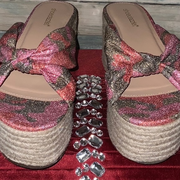 Coral Glitter Platform Sandal - Picture 6 of 9